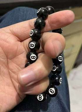 爆款黑8台球手串男款幸运数字简约气质男士手链高级感串珠手饰