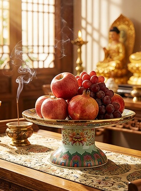 雅致金口掐丝珐琅平果盘