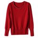 French retro V-neck beaded wool knitted top 2024 new autumn design loose slimming bottoming shirt