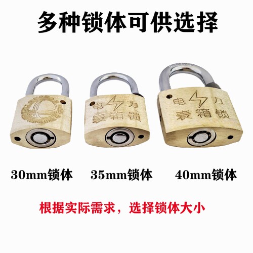30mm梅花铜锁35mm通开电力表箱锁通用钥匙利德昆仑防水防锈铜挂锁 - 图0