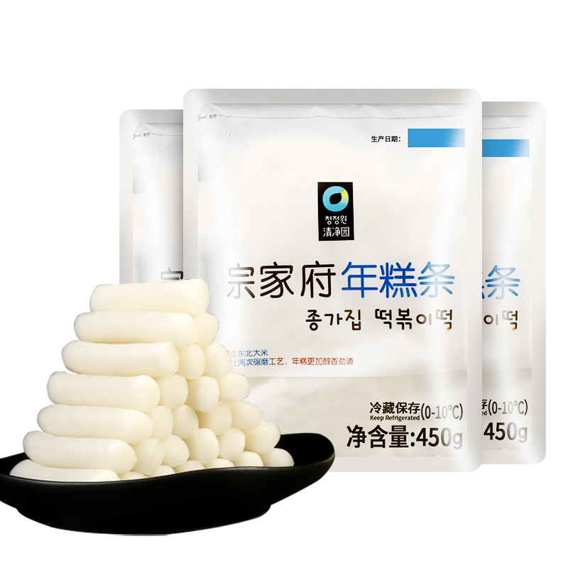 宗家府优质韩式年糕条450g*3袋韩国清净园即食速食辣炒年糕火锅用 - 图3