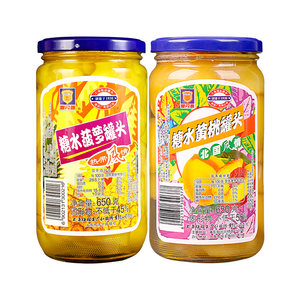 梅林糖水菠萝黄桃罐头组合650g*2瓶即食水果沙拉甜品点缀烘焙原料