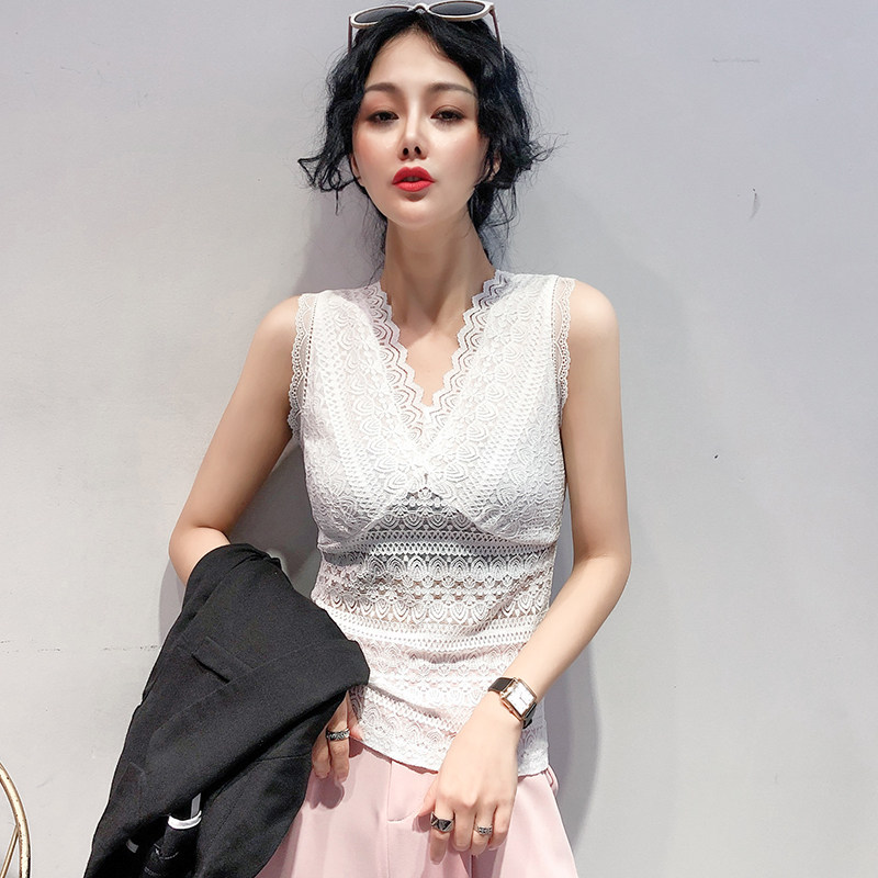 欧洲站2020夏新款欧货v领蕾丝衫 voqo蕾丝衫/雪纺衫