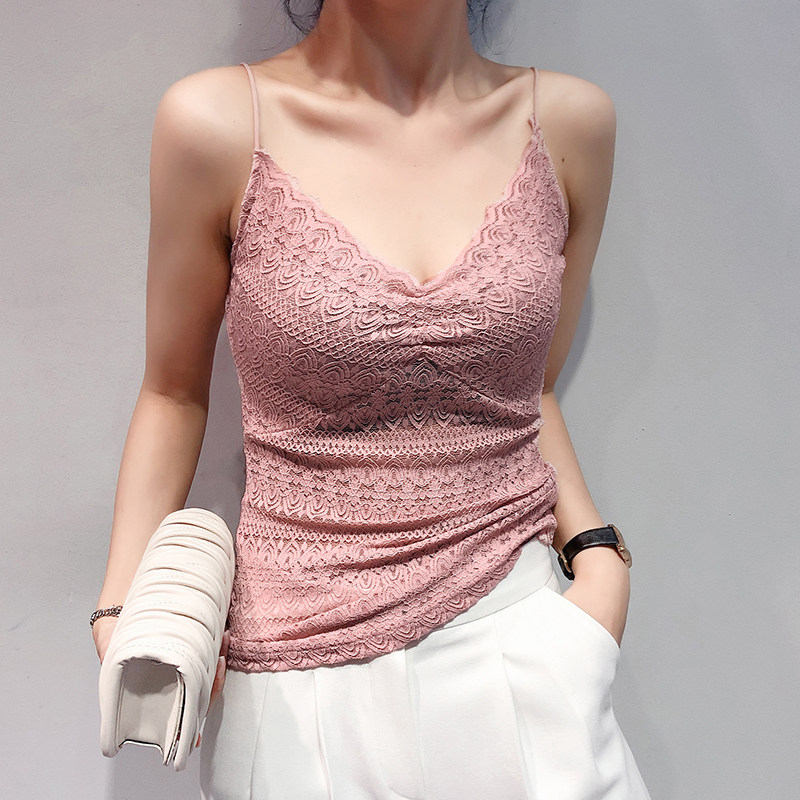 欧洲站2020春夏新款欧货蕾丝吊带 voqoT恤
