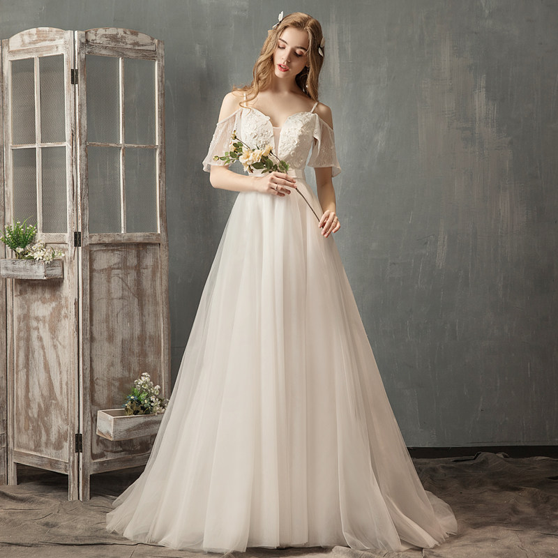 森系主婚纱2020新款新娘女吊带v领 皖裕婚纱