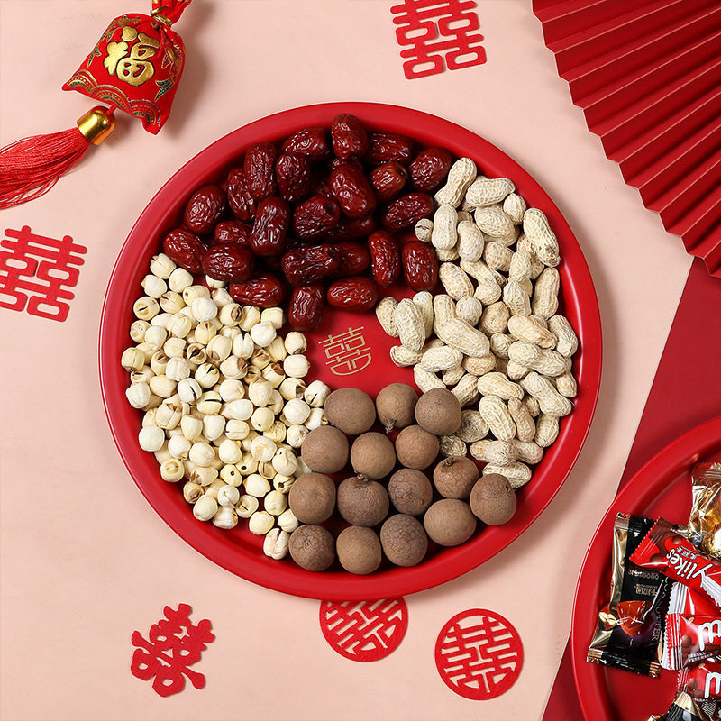 乔迁新居结婚果盘婚礼客厅喜糖盘红色塑料加厚零食盘订婚女方陪嫁,淘宝优惠券,粉丝福利购,淘宝优惠卷