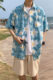 Ice silk flower shirt men's short-sleeved summer thin style breathable