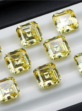 阿斯切黄钻裸石正方形浅黄色锆石blingbling闪亮克拉手工DIY饰品