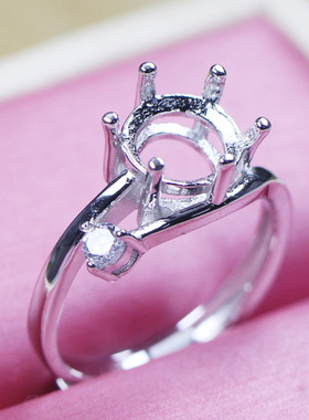 圆形宝石钻石戒托空托玫瑰花女