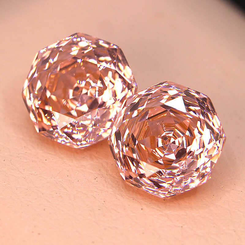 玫瑰切帕帕拉恰裸石中粉色日出色培育宝石高精切戒指项链女优雅风 - 图3