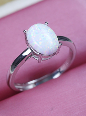 欧泊日韩风配饰防过敏纯银戒指