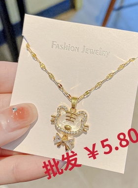 灵动小熊钛钢不掉色项链新款网红气质装饰颈链高级锁骨链