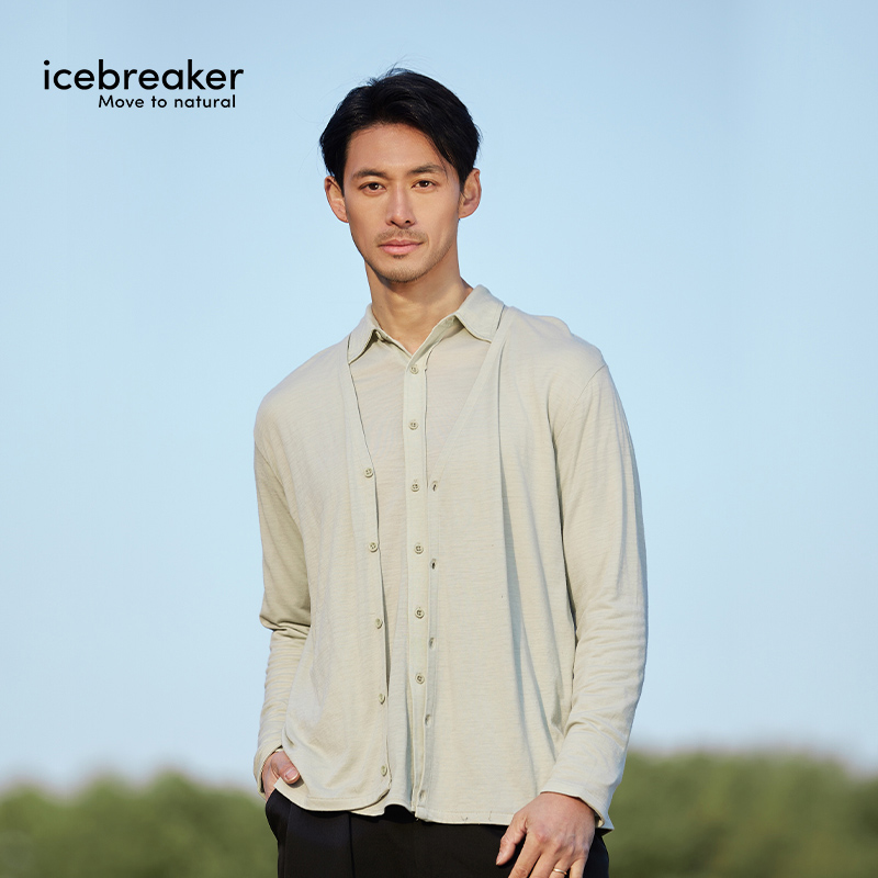 icebreaker日本设计款可机洗美利奴羊毛男女开衫针织衫户外休闲 - 图0