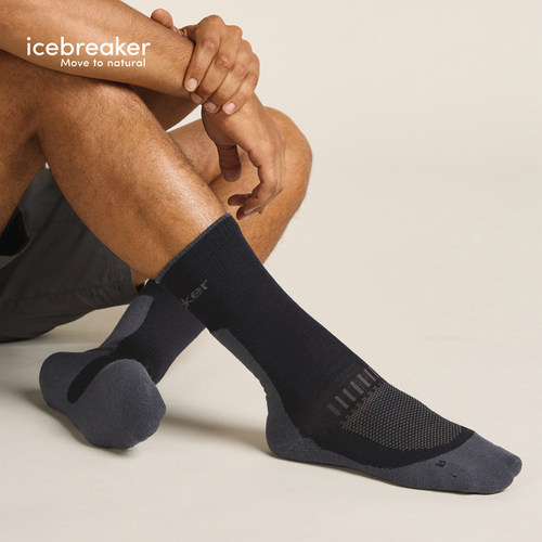 icebreaker美利奴羊毛男Hike+_Light 轻薄短袜中筒袜舒适抑味户外 - 图0