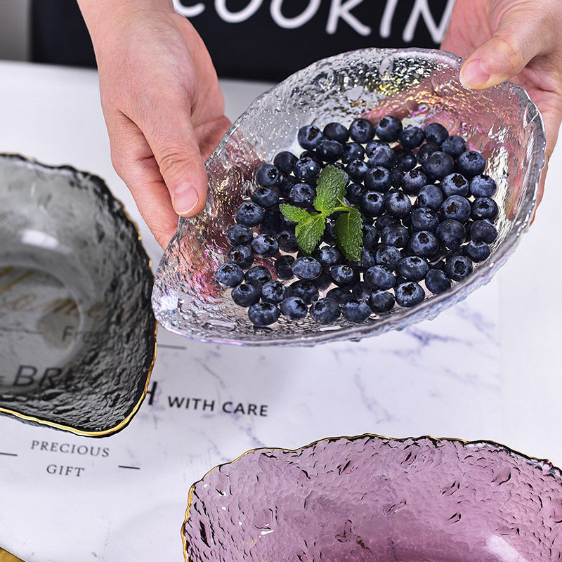 日式金边玻璃碗水果盘沙拉碗北欧风客厅家用茶几果盘瓜子糖果盘,淘宝优惠券,粉丝福利购,淘宝优惠卷