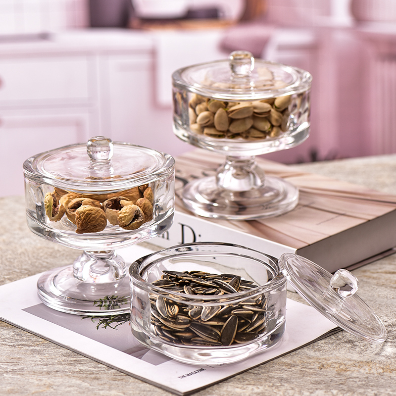 水晶玻璃糖果罐带盖欧式结婚糖果盒家用零食坚果储物罐首饰收纳盒 - 图1