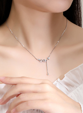 S999足银穗穗平安纯银爆款项链女颈链锁骨链轻奢小众麦穗流苏吊坠