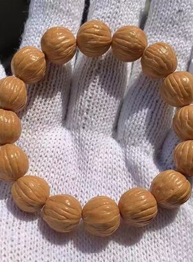 猴头核桃双鳍南瓜桩手串原籽正圆矮桩土豪凤羽猴王文玩单圈手串链