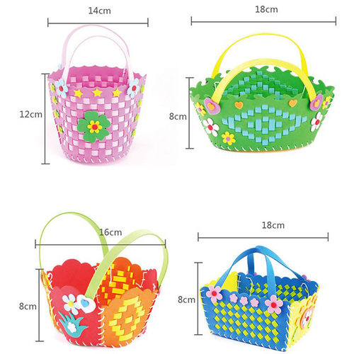 儿童创意DIY手工制作材料包贴画eva编织蓝花篮幼儿园手工篮子玩具 - 图0
