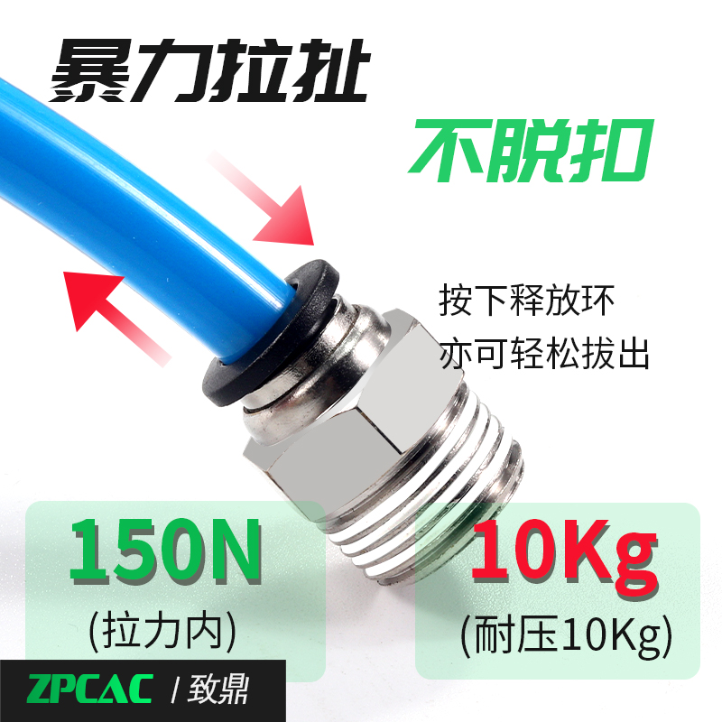 快速接头PC6-01螺纹软管快插接头PC8/10/12-M5-02-04气动气管接头