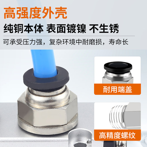 PU气管气动快速快插气接头PC6-02螺纹直通8-03/10-04/12/14/16-06 - 图1