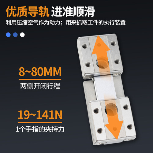 MHF2-8D气动12D导轨小型16D滑台平行20D手指气缸D1/D2/D1R气爪D2R - 图0