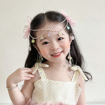 Pink Mermaid Hair Accessories Children Butterfly Knot Headwear Forehead Chain Girl Current Suear Hanging Womans Fish Ji Hair Clip