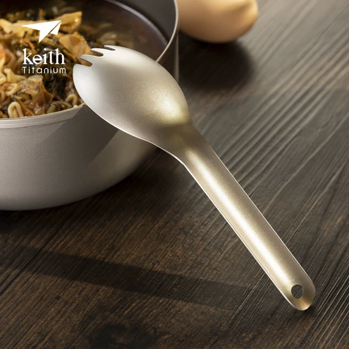Кейт Кайси чистый титановый ложка длиннонокожие вилочные плита с легкой портативной портативной портативной портативной портативной портативной портативной вилкой