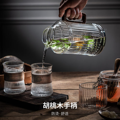 高颜值冷水壶玻璃耐高温中式凉茶壶装白开水杯夏季鸭嘴凉水壶家用 - 图0