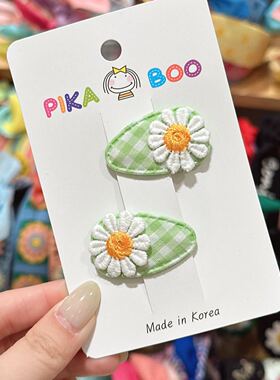 3.19直播韩国pikaboo儿童发饰清新田园风格子小花发卡边夹