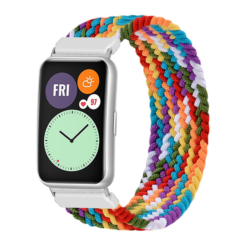 适用于华为手表watch FIT NEW表带弹力编织替换带TIA-B19/B09雅致精织尼龙透气手表链watchfit运动非原装配件_虎窝淘