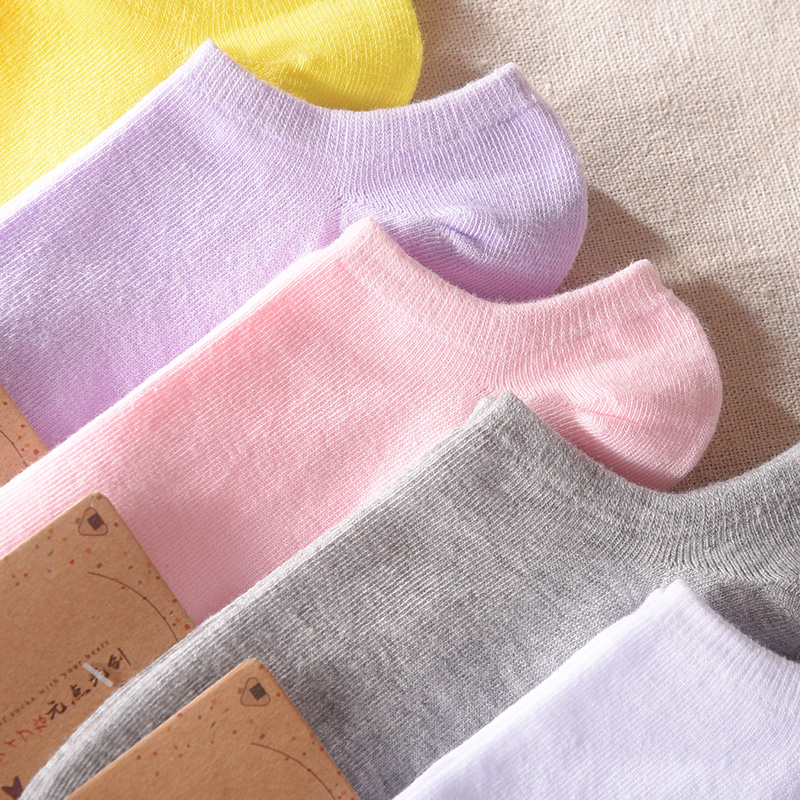 贞舒旗舰店纯色短袜女夏季薄款低帮彩色糖果色白色短筒浅口棉袜潮ins船袜子2