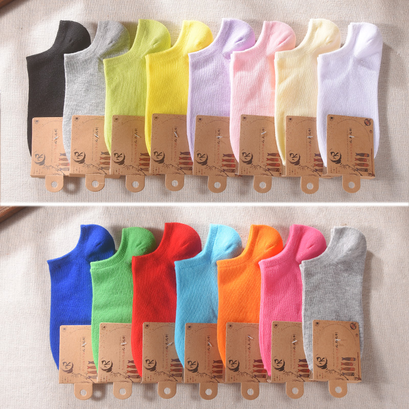 贞舒旗舰店纯色短袜女夏季薄款低帮彩色糖果色白色短筒浅口棉袜潮ins船袜子0