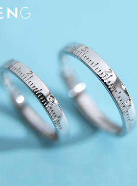 情侣戒指纯银赫兹素圈情侣