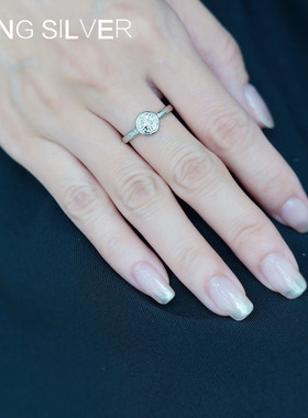 烽之银女款纯银中国风囍字戒指