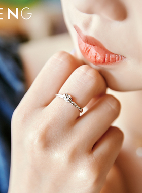 同心结戒指纯银冷淡风女活口