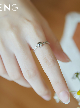 豆豆戒指女s925纯银孤品小圆珠