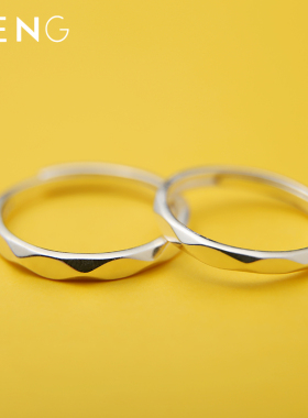 对戒情侣戒指烽之银足银素圈情侣