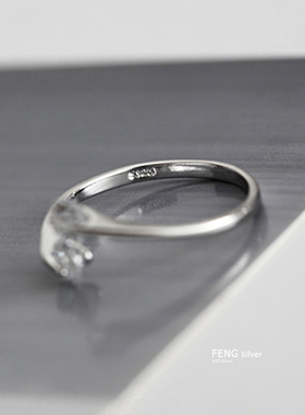 烽之银纯银戒指双S925转动开口