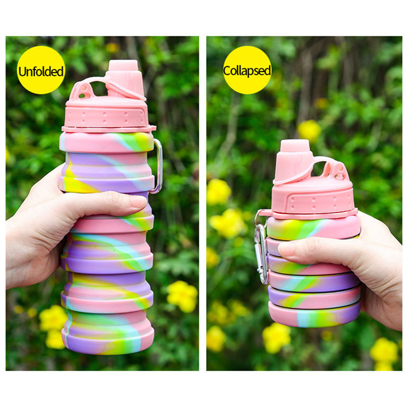 500ML Fitness Sports Water Bottle Silicone Collapsible Drink - 图0