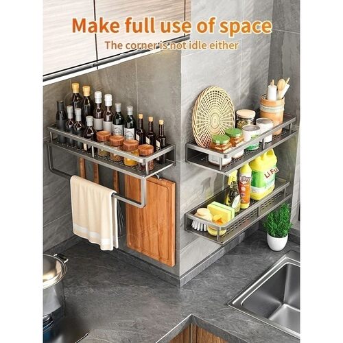 Aluminum Kitchen Shelf Wall Mounted Spice Organizer Rust and - 图1