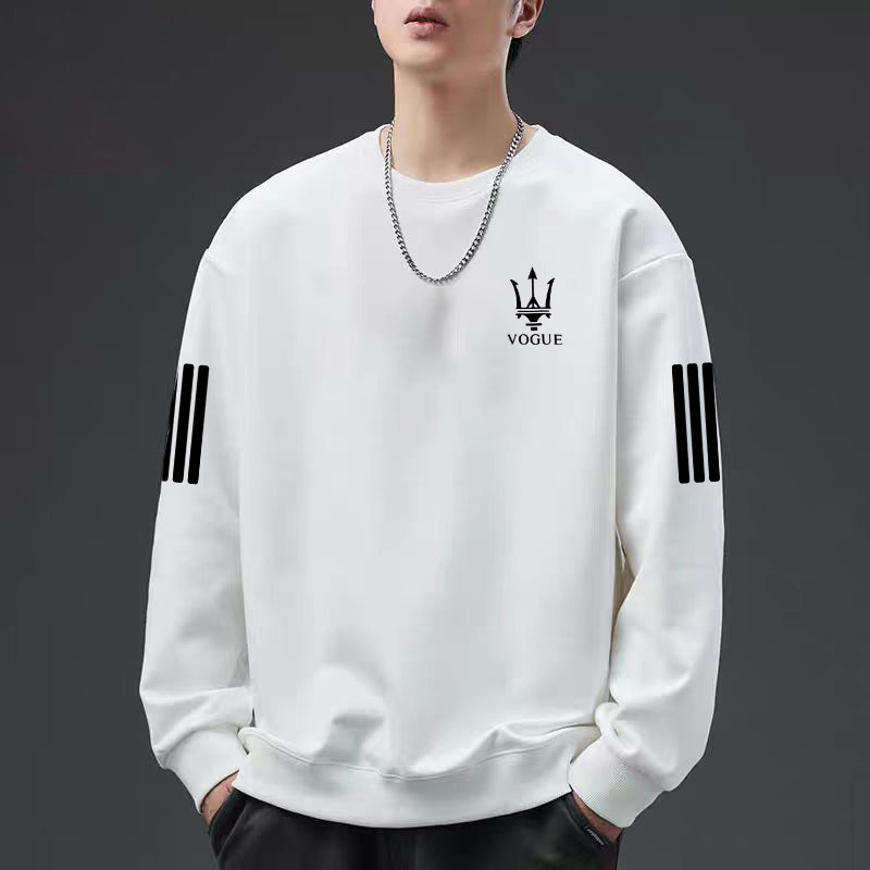 春秋款休闲上衣服男士圆领卫衣美式长袖打底衫宽松百搭大码男装T