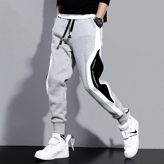 Clearance and pick up the bargain for foreign trade men's spring and autumn hoodies black and gray trendy brand casual sports loose tying harem pants