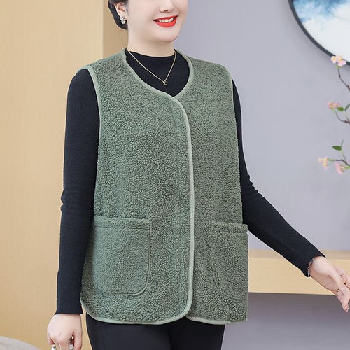 300斤加大码秋冬颗粒绒马甲中老年妈妈保暖背心宽松洋气外穿坎肩 - 图3