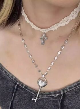 Sweet and Cool White Lace Cross Strap Choker Stacked Love Ke