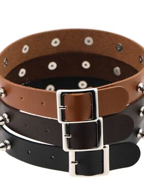 Trendy Spike Rivet Choker Belt Collar Women Pu Leather Goth