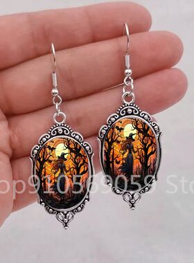 Gothic Vampire Halloween Wizard Glass Earrings Women MenPaga