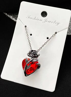 Gothic Rose Red Love Necklace Women'sGrunge Jewelry Dainty S