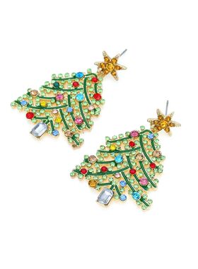 Exaggerated Creativity Rhinestone Christmas Tree Earrings Wh