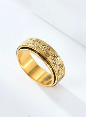 Anti Stress Stainless Steel Spinner Rings For Men Carved Dem